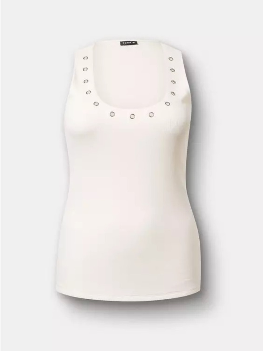 Torrid Modal Rib Scoop Grommet Tank - White, Size 3x 22-24